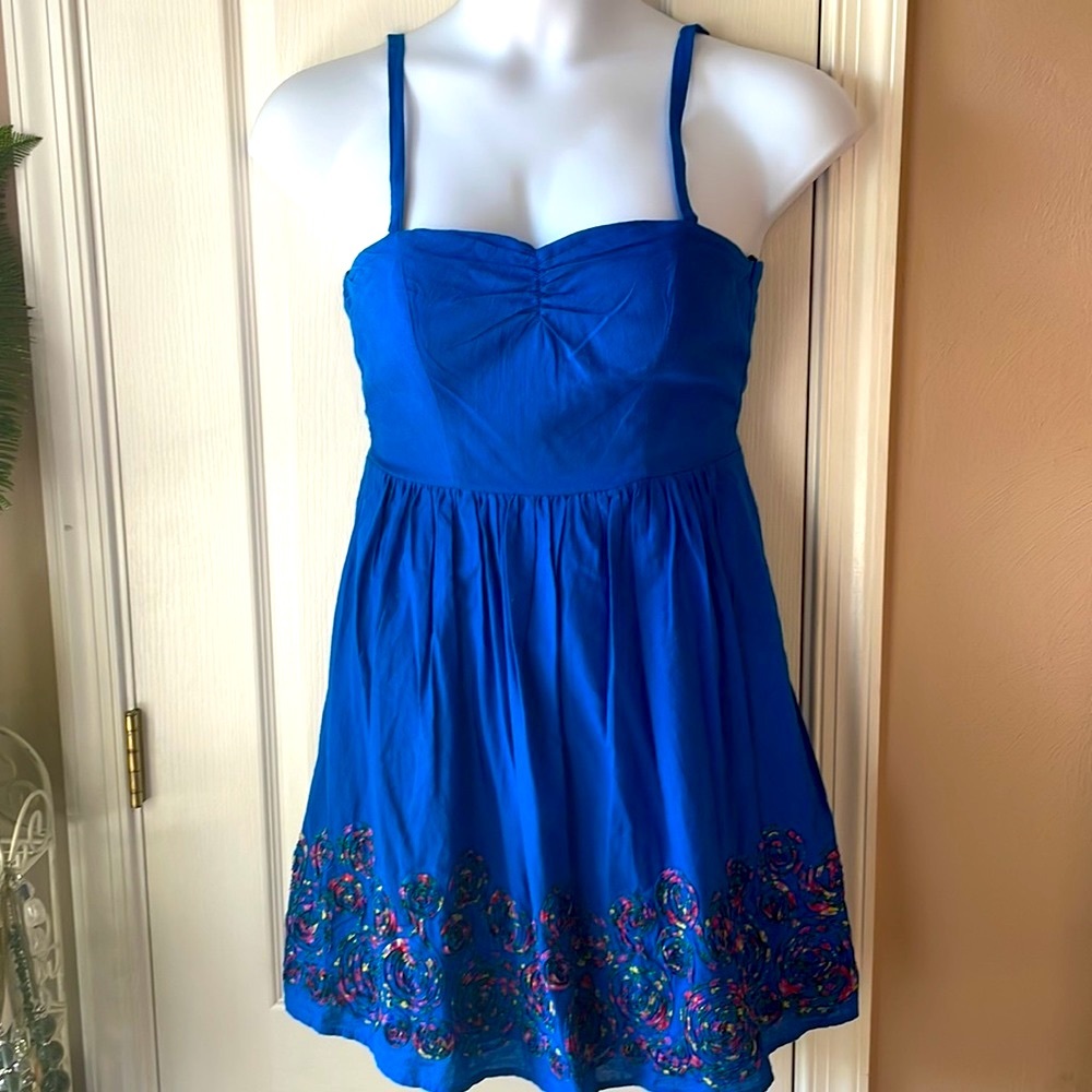 Cotton blue mini sundress